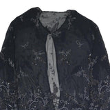 Womens Black Embroidered Beaded Sheer Jacket L Woven Elegant Detailed