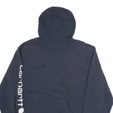CARHARTT Mens Navy Blue Hoodie L Cotton Pullover Logo Print Casual Wear