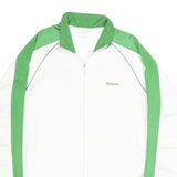 REEBOK Mens White & Green Track Jacket M Polyester Zip Casual Sportswear