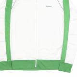 REEBOK Mens White & Green Track Jacket M Polyester Zip Casual Sportswear