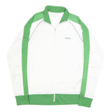 REEBOK Mens White & Green Track Jacket M Polyester Zip Casual Sportswear