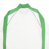 REEBOK Mens White & Green Track Jacket M Polyester Zip Casual Sportswear