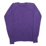 SUPERDRY Mens Purple Plain V-Neck Basic Knit Jumper M Casual Cotton Comfort
