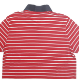 TOMMY HILFIGER Mens Red & White Striped Short Sleeve Polo Shirt S Classic Cotton