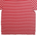 TOMMY HILFIGER Mens Red & White Striped Short Sleeve Polo Shirt S Classic Cotton