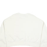 NIKE Womens White Cropped Crew Neck Sweatshirt L Cotton Blend Pullover