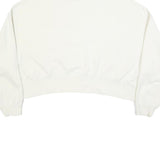 NIKE Womens White Cropped Crew Neck Sweatshirt L Cotton Blend Pullover
