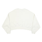 NIKE Womens White Cropped Crew Neck Sweatshirt L Cotton Blend Pullover