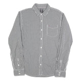 TOMMY HILFIGER Mens Black & White Check Shirt L Casual Cotton Blend Long Sleeve