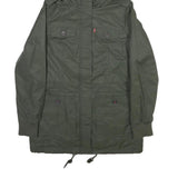 LEVI'S Womens Green Fur Hooded Jacket S Polyester Blend Zip Outdoor Winter Parka