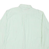 TOMMY HILFIGER Mens White & Green Stripe Shirt L Classic Button-Down Collar Long