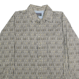 TRADER BAY Mens Beige & Black Patterned Cotton Shirt L Long Sleeve Button