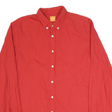 BOSS Mens Red Plain Shirt M Button Down Collar Long Sleeve Stylish