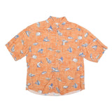 COLUMBIA Mens Orange Printed Cotton Blend Short Sleeve Shirt L Casual Summer