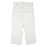 WATSON'S Mens Cotton Blend White Relaxed Cargo Trousers W35 L27 Functional