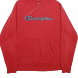 CHAMPION Mens Red Pullover Hoodie L Cotton Blend Casual Sweatshirt