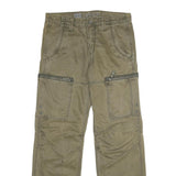 FUNDAMENTALS Mens Cotton Khaki Regular Fit Straight Leg Trousers W32 L34 Zip