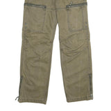 FUNDAMENTALS Mens Cotton Khaki Regular Fit Straight Leg Trousers W32 L34 Zip