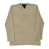 Ralph Lauren V-Neck Jumper - Large Beige Cotton Blend