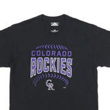 MLB Mens Black Colorado Rockies Graphic T-Shirt L Short Sleeve Crew Neck Cotton