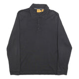 TIMBERLAND Mens Black Long Sleeve Plain S Cotton Blend Polo Shirt Casual