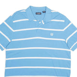 CHAPS Mens Blue & White Striped Short Sleeve Polo Shirt XL Classic Cotton Casual