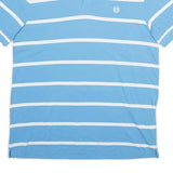 CHAPS Mens Blue & White Striped Short Sleeve Polo Shirt XL Classic Cotton Casual