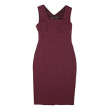 KAREN MILLEN Womens Maroon Bodycon Polyester Blend Midi Dress UK 12 Elegant