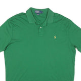 POLO RALPH LAUREN Mens Green Short Sleeve Plain L Cotton Blend Polo Shirt