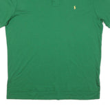 POLO RALPH LAUREN Mens Green Short Sleeve Plain L Cotton Blend Polo Shirt