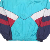 LETS JET Mens Blue & Red Nylon Zip Jacket S Retro 80s Colourblock Casual