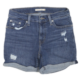 LEVI'S Womens Denim Blue Casual Shorts S W28 Distressed Roll Hem