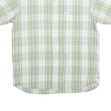 TIMBERLAND Mens White & Green Checked Cotton Blend Shirt L Casual Summer