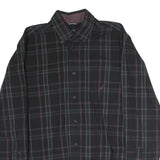 NAUTICA Mens Black & Grey Check Shirt M Cotton Long Sleeve Button-Down Collar