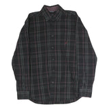 NAUTICA Mens Black & Grey Check Shirt M Cotton Long Sleeve Button-Down Collar