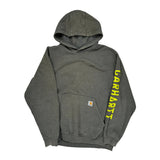 Carhartt Spellout Hoodie - Large Gray Cotton Blend