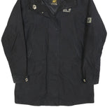 JACK WOLFSKIN Womens Black Outdoor Jacket UK 16 Polyester Blend Zip Hooded