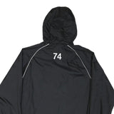 ADIDAS Mens Black Nylon Track Jacket L Plain Hooded Zip Sports Casual