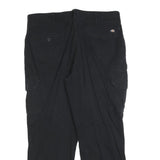 DICKIES Mens Cotton Blend Black Regular Cargo Trousers W36 L28 Workwear Zip