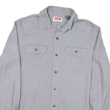 WRANGLER Mens Grey Plain Shirt S Button-Up Cotton Blend Casual Durable