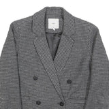 MINIMUM Womens Grey & Black Houndstooth Classic Wool Button Jacket S