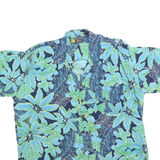 ROUNDY BAY Mens Blue & Green Floral Cotton Blend Shirt XL Hawaiian Style