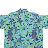 ROUNDY BAY Mens Blue & Green Floral Cotton Blend Shirt XL Hawaiian Style