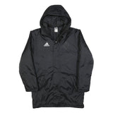 ADIDAS Mens Black Track Jacket S Polyester Blend Zip Hooded Plain Sports Coat