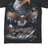 WILD Mens Black Eagle Graphic T-Shirt S Short Sleeve Crew Neck Cotton