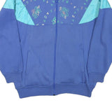 KELLY Womens Blue Aqua Cotton Blend Jacket S Printed Zip Casual Retro 1980s