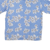 BOBBY CHAN Mens Blue Floral Silk Shirt L Relaxed Fit Summer Casual Beachwear