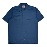 Dickies Short Sleeve Shirt - Large Blue Cotton