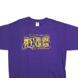 GILDAN Mens Purple & Yellow Cruise Ques Graphic T-Shirt XL Short Sleeve Crew
