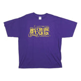 GILDAN Mens Purple & Yellow Cruise Ques Graphic T-Shirt XL Short Sleeve Crew